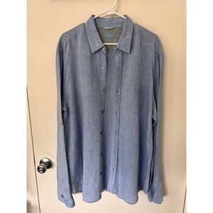 Patrick Assaraf Blue linen long sleeve Shirt XL